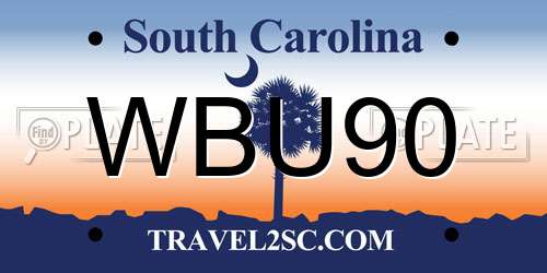 WBU90 South Carolina License Plate
