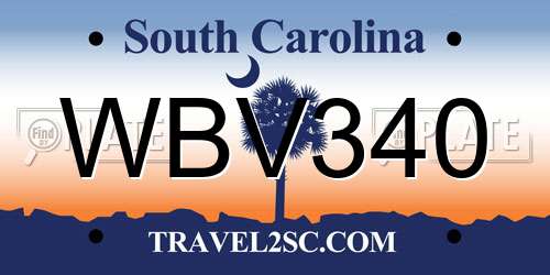 WBV340 South Carolina License Plate