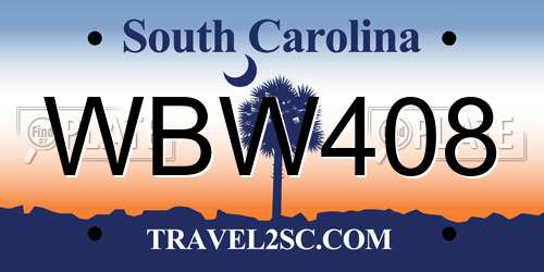 WBW408 South Carolina License Plate