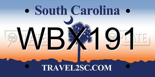 WBX191 South Carolina License Plate
