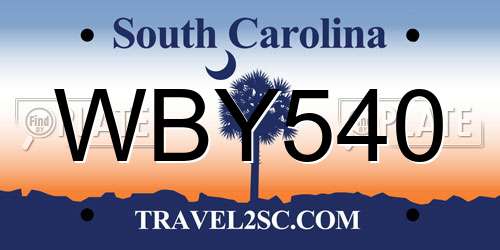 WBY540 South Carolina License Plate
