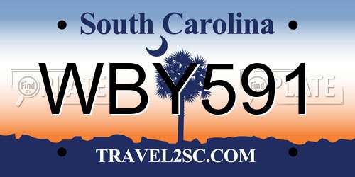 WBY591 South Carolina License Plate