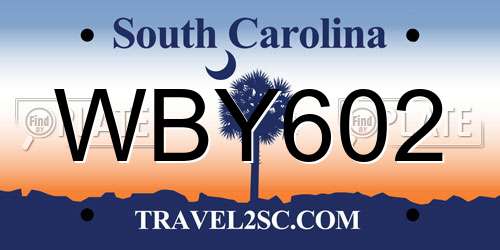 WBY602 South Carolina License Plate