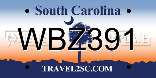 WBZ391 South Carolina License Plate