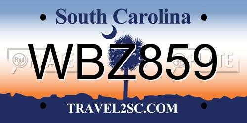WBZ859 South Carolina License Plate