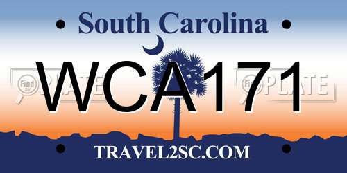 WCA171 South Carolina License Plate