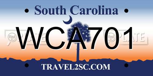 WCA701 South Carolina License Plate