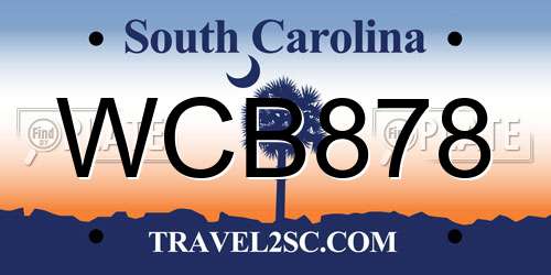 WCB878 South Carolina License Plate