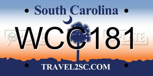 WCC181 South Carolina License Plate