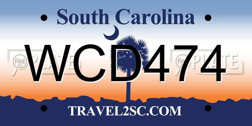 WCD474 South Carolina License Plate