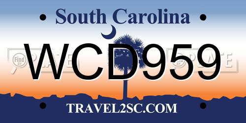 WCD959 South Carolina License Plate