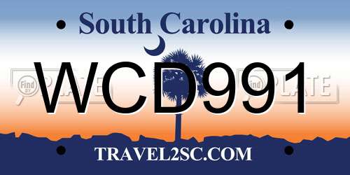 WCD991 South Carolina License Plate