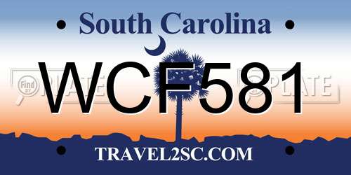 WCF581 South Carolina License Plate