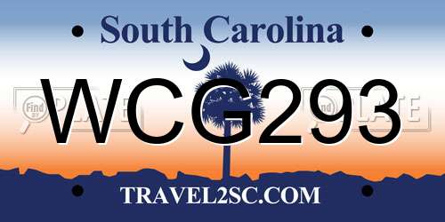 WCG293 South Carolina License Plate