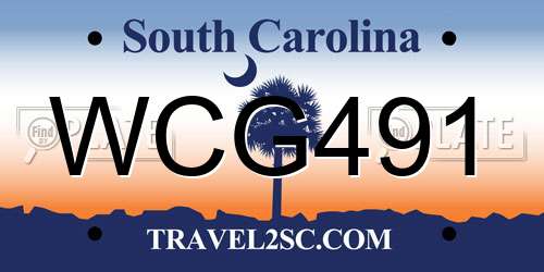 WCG491 South Carolina License Plate