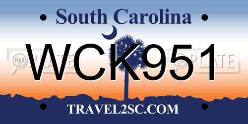 WCK951 South Carolina License Plate