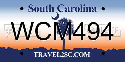 WCM494 South Carolina License Plate