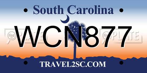 WCN877 South Carolina License Plate