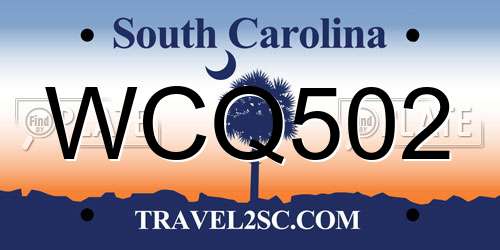 WCQ502 South Carolina License Plate