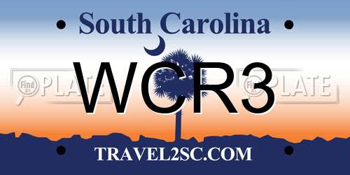 WCR3 South Carolina License Plate