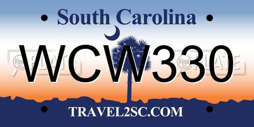 WCW330 South Carolina License Plate