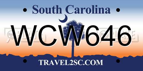 WCW646 South Carolina License Plate