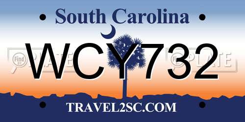 WCY732 South Carolina License Plate