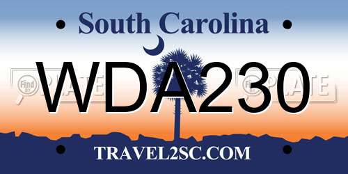 WDA230 South Carolina License Plate