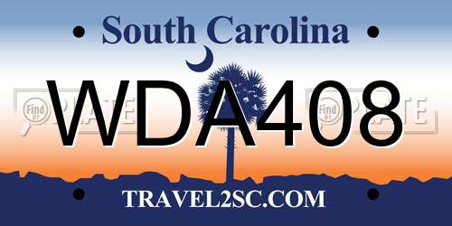 WDA408 South Carolina License Plate