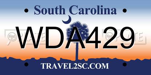 WDA429 South Carolina License Plate