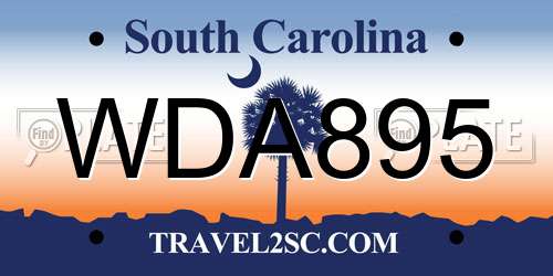 WDA895 South Carolina License Plate