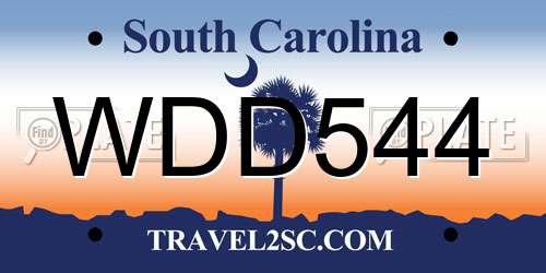 WDD544 South Carolina License Plate