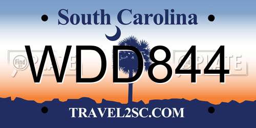WDD844 South Carolina License Plate
