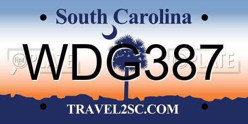 WDG387 South Carolina License Plate