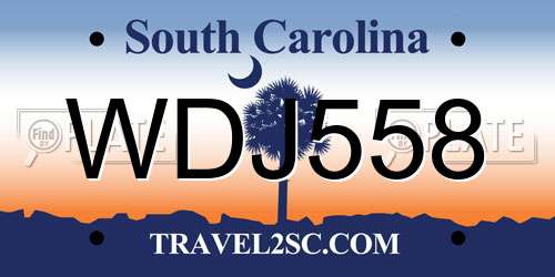 WDJ558 South Carolina License Plate