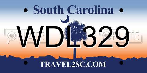 WDL329 South Carolina License Plate