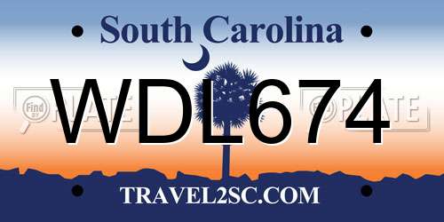 WDL674 South Carolina License Plate