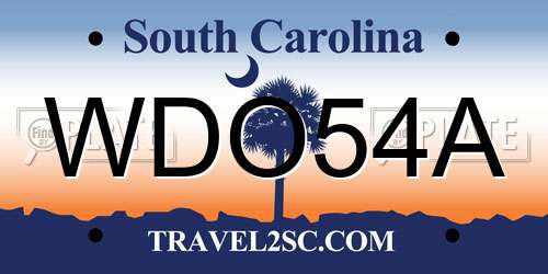 WDO54A South Carolina License Plate