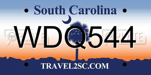 WDQ544 South Carolina License Plate