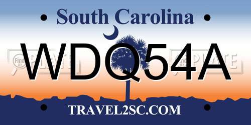 WDQ54A South Carolina License Plate