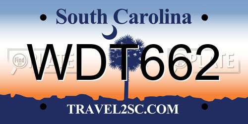 WDT662 South Carolina License Plate