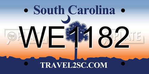 WE1182 South Carolina License Plate