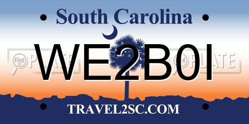 WE2B0I South Carolina License Plate