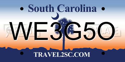 WE3G5O South Carolina License Plate