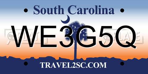 WE3G5Q South Carolina License Plate