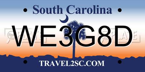 WE3G8D South Carolina License Plate