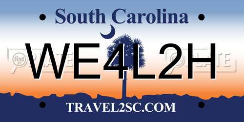 WE4L2H South Carolina License Plate