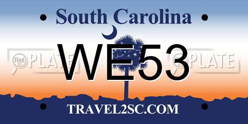 WE53 South Carolina License Plate