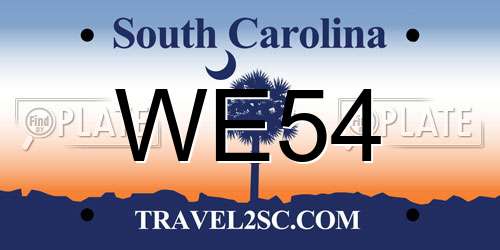 WE54 South Carolina License Plate