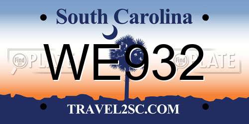 WE932 South Carolina License Plate